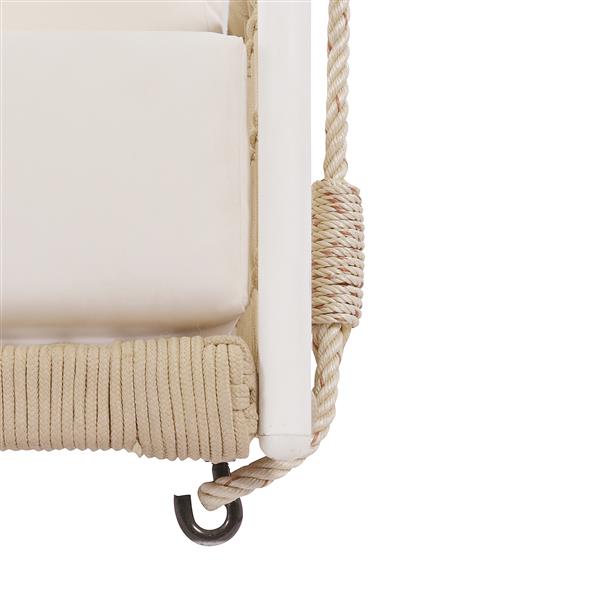 1-Piece Woven Rope Outdoor Swing Sofa with Soft Cushions Seating 2 for Patio, Courtyard and Balcony (Beige)