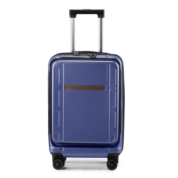 Carry on Luggage 22 X 14 X 9 Airline Approved, ABS+PC 20 Inch Luggage with Front Compartment, Double Spinner Wheels, TSA Lock，Blue Color