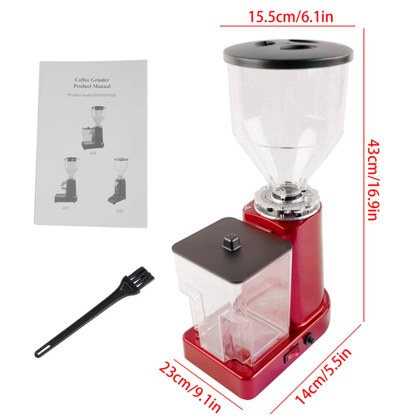 Red Electric Coffee Bean Grinder 35oz Flat Burr Coffee Grinder with 19 Grinding Settings