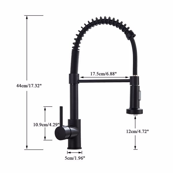 Matt Black Monobloc Kitchen Sink Mixer Tap with Pull Out Hose Spray Single Lever