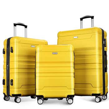 Luggage Sets New Model Expandable ABS Hardshell 3pcs Clearance Luggage Hardside Lightweight Durable Suitcase sets Spinner Wheels Suitcase with TSA Lock 20\\'\\'24\\'\\'28\\'\\'(Yellow)