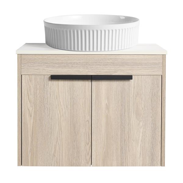 24 " Modern Design Float Bathroom Vanity With Ceramic Basin Set, Wall Mounted White Oak Vanity With Soft Close Door,KD-Packing,KD-Packing,2 Pieces Parcel(TOP-BAA0014012OO)