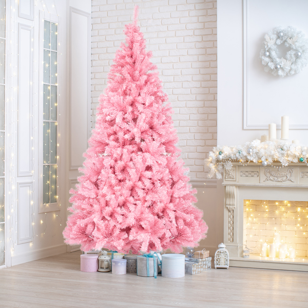 6 FT Artificial Christmas Tree, Unlit Christmas Pine Tree with 1000 Branch Tips and Sturdy Metal Stand for Office Home Store Party Holiday Decor, Pink