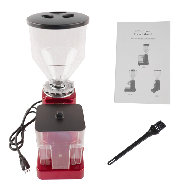 Red Electric Coffee Bean Grinder 35oz Flat Burr Coffee Grinder with 19 Grinding Settings