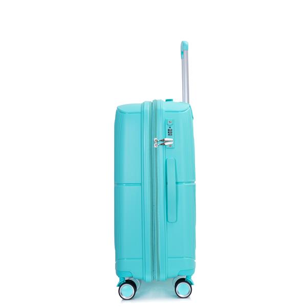 Expandable Hardshell Suitcase Double Spinner Wheels PP Luggage Sets Lightweight Durable Suitcase with TSA Lock,3-Piece Set (20/24/28) , Lake Blue