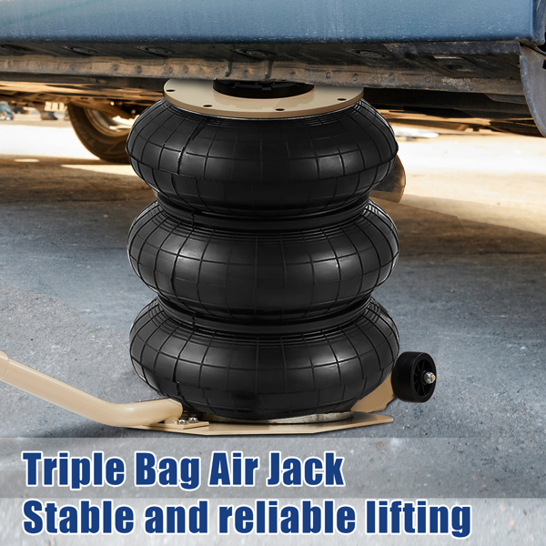 Air Jack, 5 Ton/11000 lbs Triple Bag Air Jack, Air Bag Jack Lift Up to 15.75 Inch, 3-5S Fast Lifting Air Bag Jack for Cars with Long Handle, White