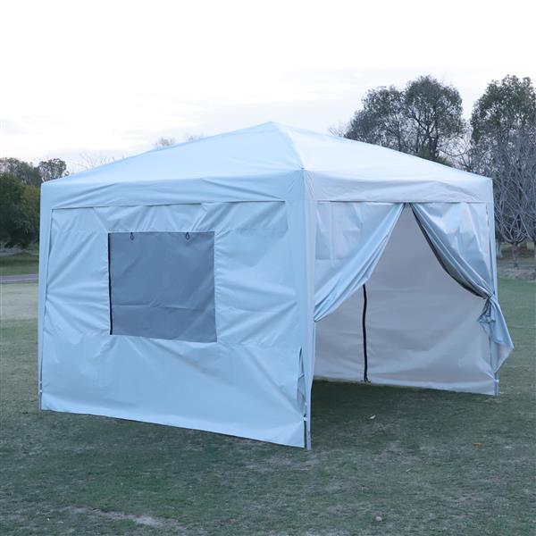 Outdoor 10x 10Ft Pop Up Gazebo Canopy Tent with Removable Sidewall with Zipper,2pcs Sidewall with Mosquito Netting,with 4pcs Weight sand bag,with Carry Bag-White