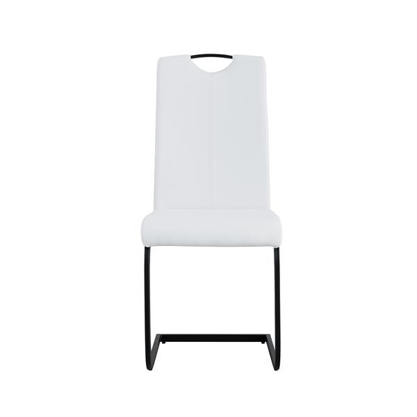 Dining chairs set of 2, White PU Chair modern kitchen chair with metal leg