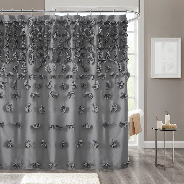 农舍风带蝴蝶订花浴帘72英寸x72英寸-1