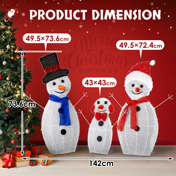 3pcs 30in-29in-17in Snowman Decoration