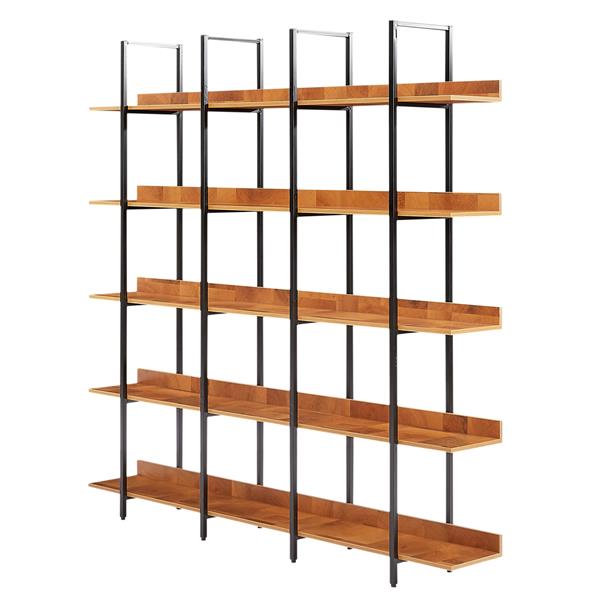 5 Tier Bookcase Home Office Open Bookshelf, Vintage Industrial Style Shelf, MDF Board, Black Metal Frame, Brown