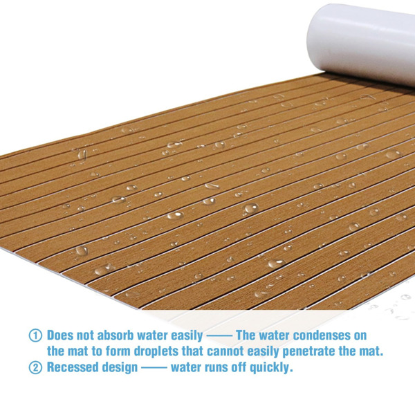 Boat Flooring, EVA Foam Boat Decking 94.5inx35in, Self Adhesive Faux Teak Marine Flooring Sheet Traction Pad for Boats Surfboard Swim Platform Floor(94.5inx35in/240cmx90cm,brown)