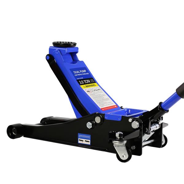 Hydraulic Low Profile and Steel Racing Floor Jack 3 Ton (6600 lb) Capacity,  with Dual Piston Quick Lift Pump, Blue Lifting range 3.3"-18.5"