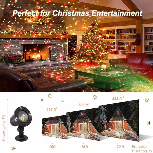 Christmas Laser R&G LED Projector Light Moving Outdoor Landscape Stage Xmas Lamp