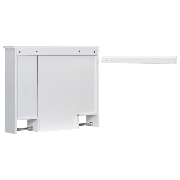 35'' x 28'' Modern Wall Mounted Bathroom Storage Cabinet, Bathroom Wall Cabinet with Mirror, Medicine Cabinet with Towels Bar