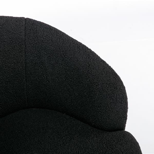 Teddy Fabric Swivel Armchair Barrel Chair With Black Powder Coating Metal Ring,Black