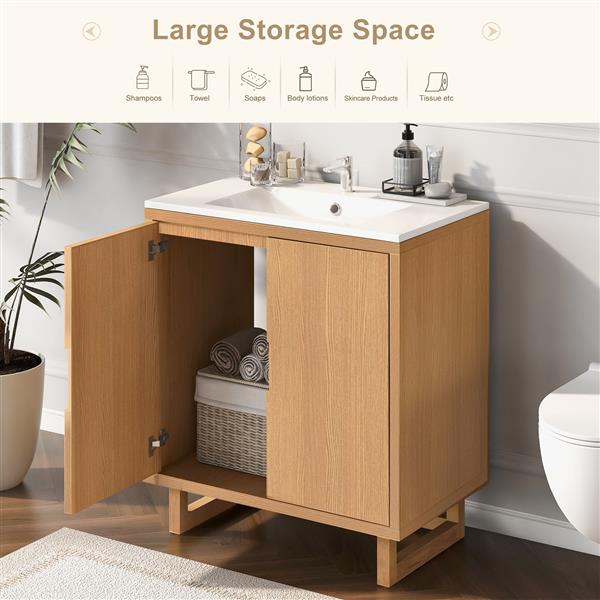 30" Bathroom vanity Set with Sink, Combo Cabinet, Bathroom Storage Cabinet, Solid Wood Frame