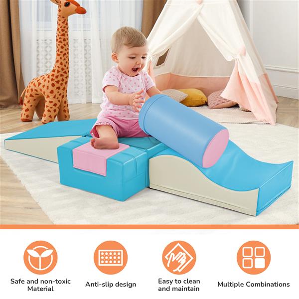 Colorful Soft Climb and Crawl Foam Playset 6 in 1, Soft Play Equipment Climb and Crawl Playground for Kids,Kids Crawling and Climbing Indoor Active Play Structure