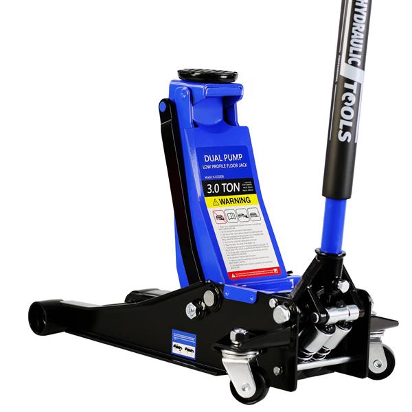 Hydraulic Low Profile and Steel Racing Floor Jack 3 Ton (6600 lb) Capacity,  with Dual Piston Quick Lift Pump, Blue Lifting range 3.3"-18.5"