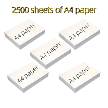 2500 sheets of A4 paper, 80GSM white paper, printer paper, used for office printing, menus, images, invitation letters, each pack of 500 sheets, a total of  five packs, size: (8.27 in x 11.69 in)