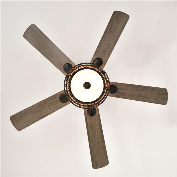 52 Inch Farmhouse 3 Lights Ceiling Fan with 5 Wood Blades, Two-color fan blade, AC Motor, Remote Control, Reversible Airflow, Multi-Speed, Adjustable Height, Traditional Ceiling Fa (No include Bulbs)