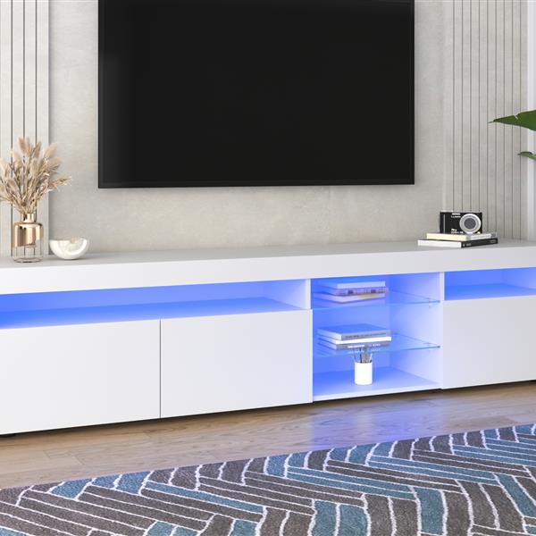 Modern Design TV Stands for TVs up to 80'', LED Light Entertainment Center, Media Console with Multi-Functional Storage, TV cabinet for Living room,Bedroom, Home Theatre