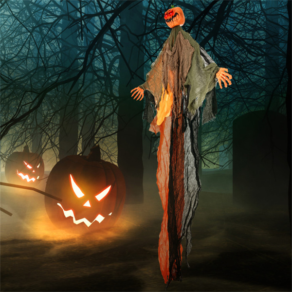 6 Feet Halloween Decoration Hanging Pumpkin Ghost Bendable Arms 