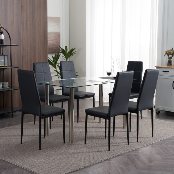 4pcs Elegant Assembled Stripping Texture High Backrest Dining Chairs Black（Replace encoding：13028198-18410366）