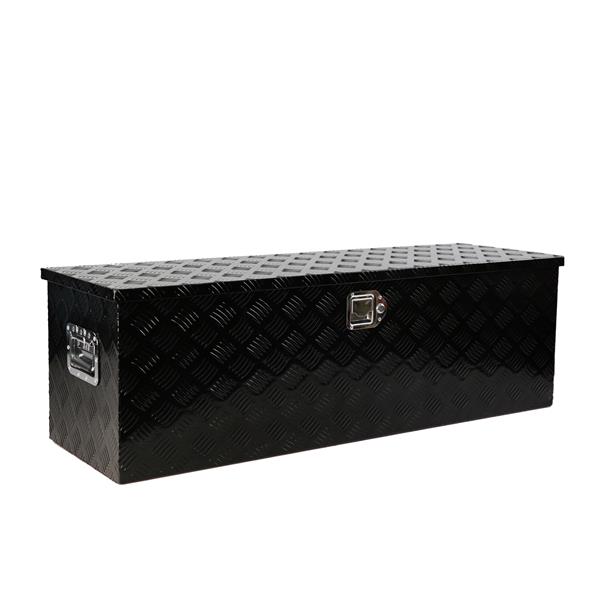 48 Inch Heavy Duty Aluminum Stripes Plated Tool long Box Pick Up Truck Bed RV Trailer Toolbox Storage Organizer, Waterproof Underbody Tool Box Storage with Lock and Key (48"×15.2"×15.2")