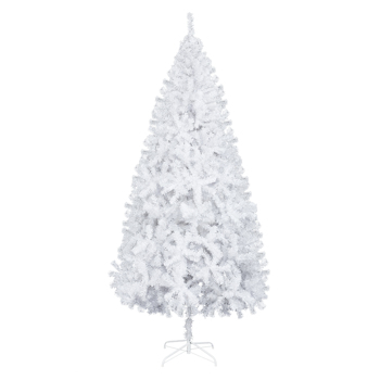 9 FT Artificial Christmas Tree, Unlit Hinged Christmas Pine Tree with 2000 Branch Tips and Sturdy Metal Stand, White