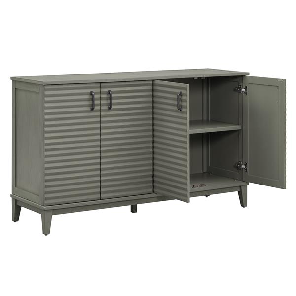 Sideboard with 4 Door Large Storage Buffet with Adjustable Shelves and Metal Handles for Kitchen, Living Room, Dining Room (Antique Gray)