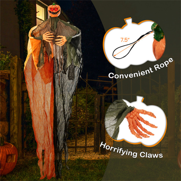 6 Feet Halloween Decoration Hanging Pumpkin Ghost Bendable Arms 