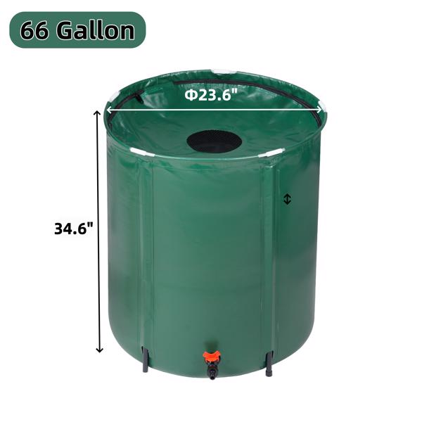 66 Gallon Folding Rain Barrel Water Collector Green