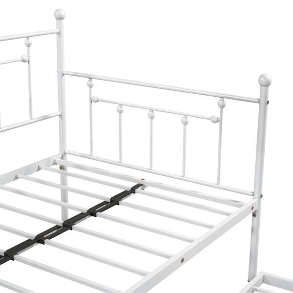 Metal Twin Daybed with Trundle/ Heavy-duty Sturdy Metal/ Noise Reduced/ Trundle for Flexible Space/ Vintage Style/ No Box Spring Needed