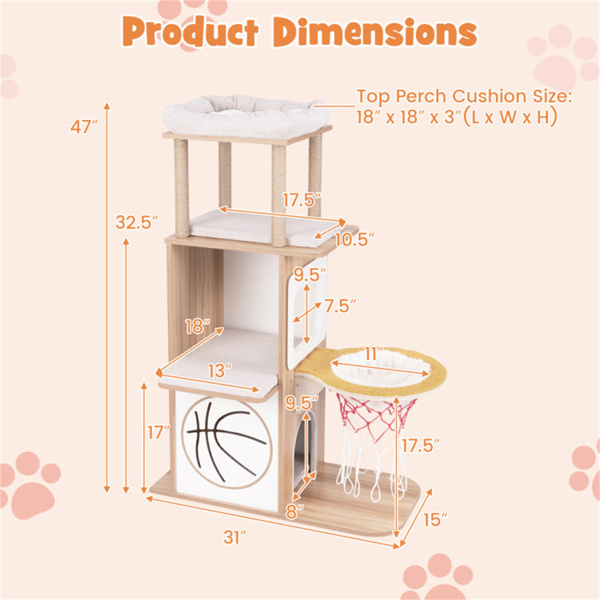 47 Inches Wooden Cat Condo 