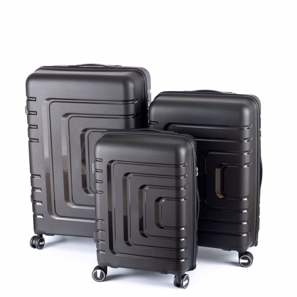 Hardshell Suitcase Spinner Wheels PP Luggage Sets Lightweight Durable Suitcase with TSA Lock,3-Piece Set (21/25/29) BLACK 