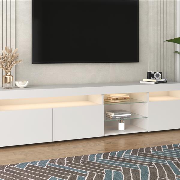 Modern Design TV Stands for TVs up to 80'', LED Light Entertainment Center, Media Console with Multi-Functional Storage, TV cabinet for Living room,Bedroom, Home Theatre