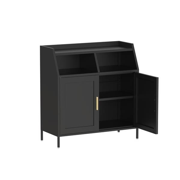 Metal Buffet Sideboard Cabinet  with Storage,Storage Cabinet Modern Sideboard Buffet Table with Doors for Living Room Kitchen Dining Room,Black