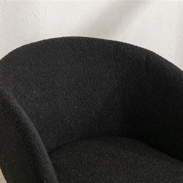 040-Set of 2 Boucle Fabric Dining Chairs With Black Metal Legs,Black