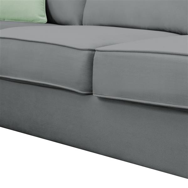 [VIDEO provided] 112*87" Sectional Sofa Couches Living Room Sets, 7 Seats Modular Sectional Sofa with Ottoman, L Shape Fabric Sofa Corner Couch Set with 3 Pillows, Grey