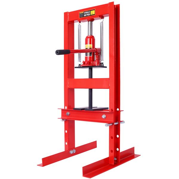 Hydraulic 6 Ton H-Frame Garage Floor Adjustable Shop Press with Plates, 6T,red