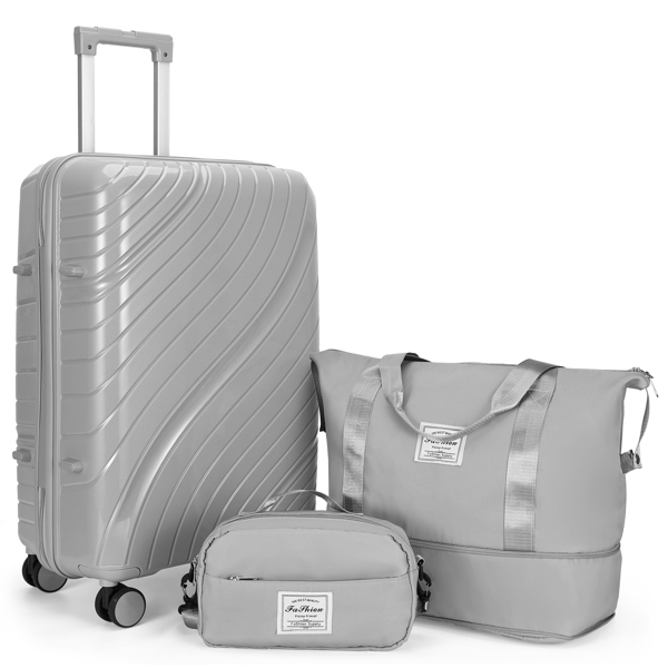 Luggage Sets 3 Piece, PP Luggage Set, Suitcases with Wheels, Hardside Hard Shell Travel Luggage with TSA Lock