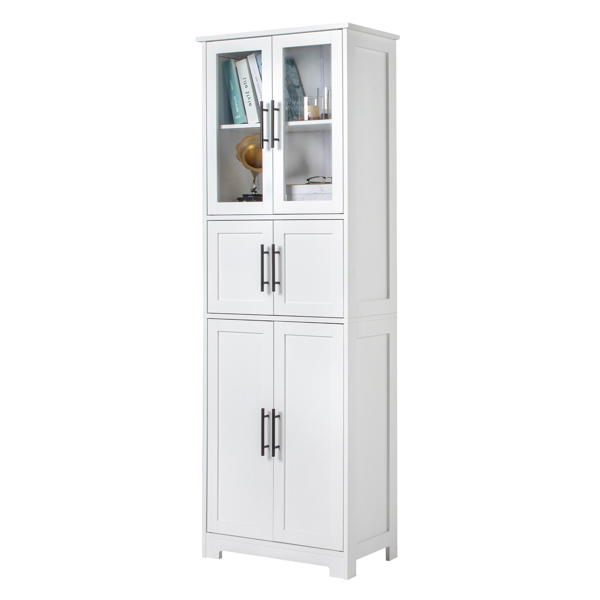 [FCH] Storage Bathroom Cabinet, 6-Door Bathroom High Cabinet, white