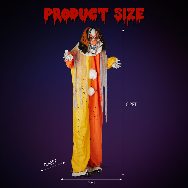 8.2ft   Red eyed  Clown Outdoor Halloween Decorations