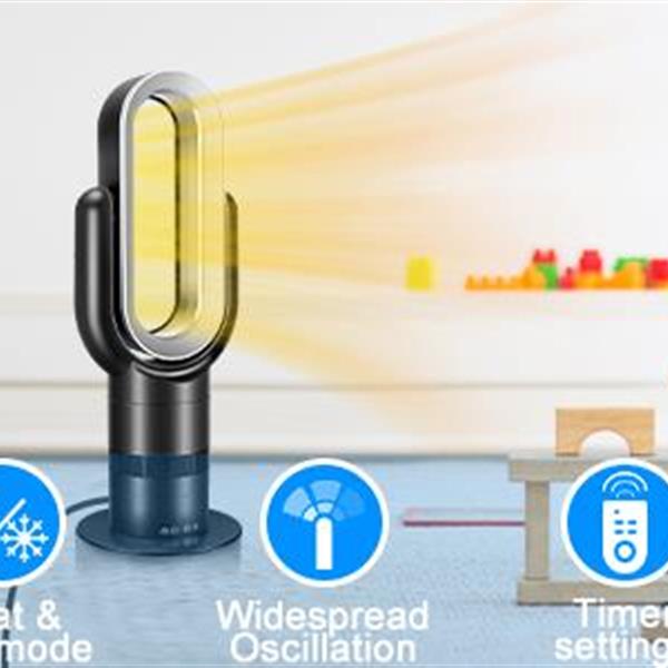 26-inch Space Heater Bladeless Tower Fan, Heater & Coolingn Combo, with Remote Control, for Home Air Conditioner, black