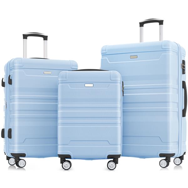 Luggage Sets New Model Expandable ABS Hardshell 3pcs Clearance Luggage Hardside Lightweight Durable Suitcase sets Spinner Wheels Suitcase with TSA Lock 20''24''28''( baby blue)