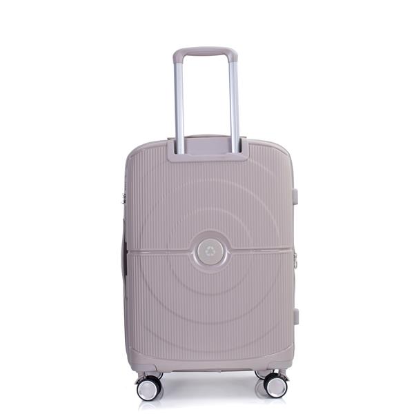 Expandable Hardshell Suitcase Double Spinner Wheels PP Luggage Sets Lightweight Durable Suitcase with TSA Lock,3-Piece Set (20/24/28) , Griege