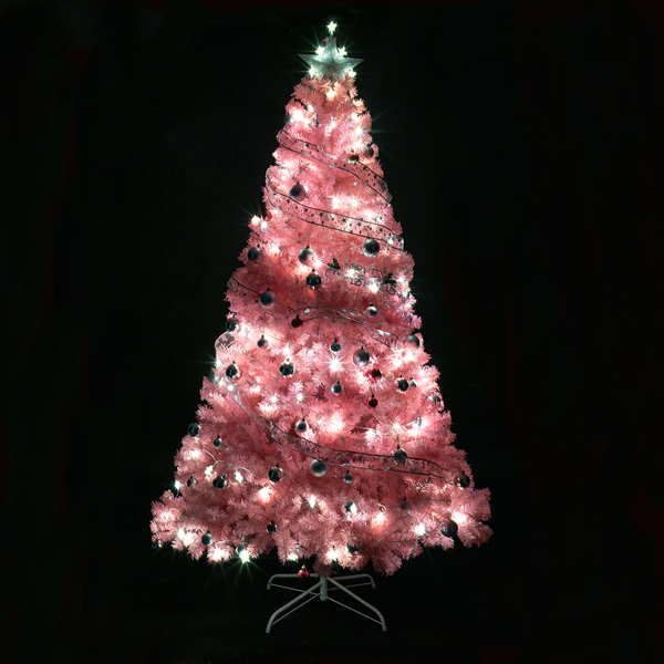 6 FT Artificial Christmas Tree, Unlit Christmas Pine Tree with 1000 Branch Tips and Sturdy Metal Stand for Office Home Store Party Holiday Decor, Pink