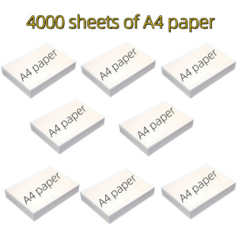 4000 sheets of A4 white paper, suitable for copying, printing, and writing, with dimensions of 210 x 297 millimeters (8.27 inches x 11.69 inches) | 500 sheets per pack, 80gsm, for a total of 8 packs