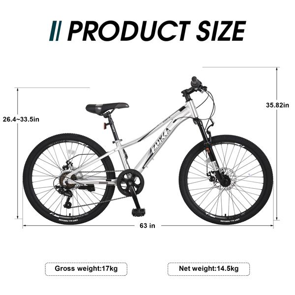 Mountain Bike for Girls and Boys  Mountain 24 inch 7-Speed bike